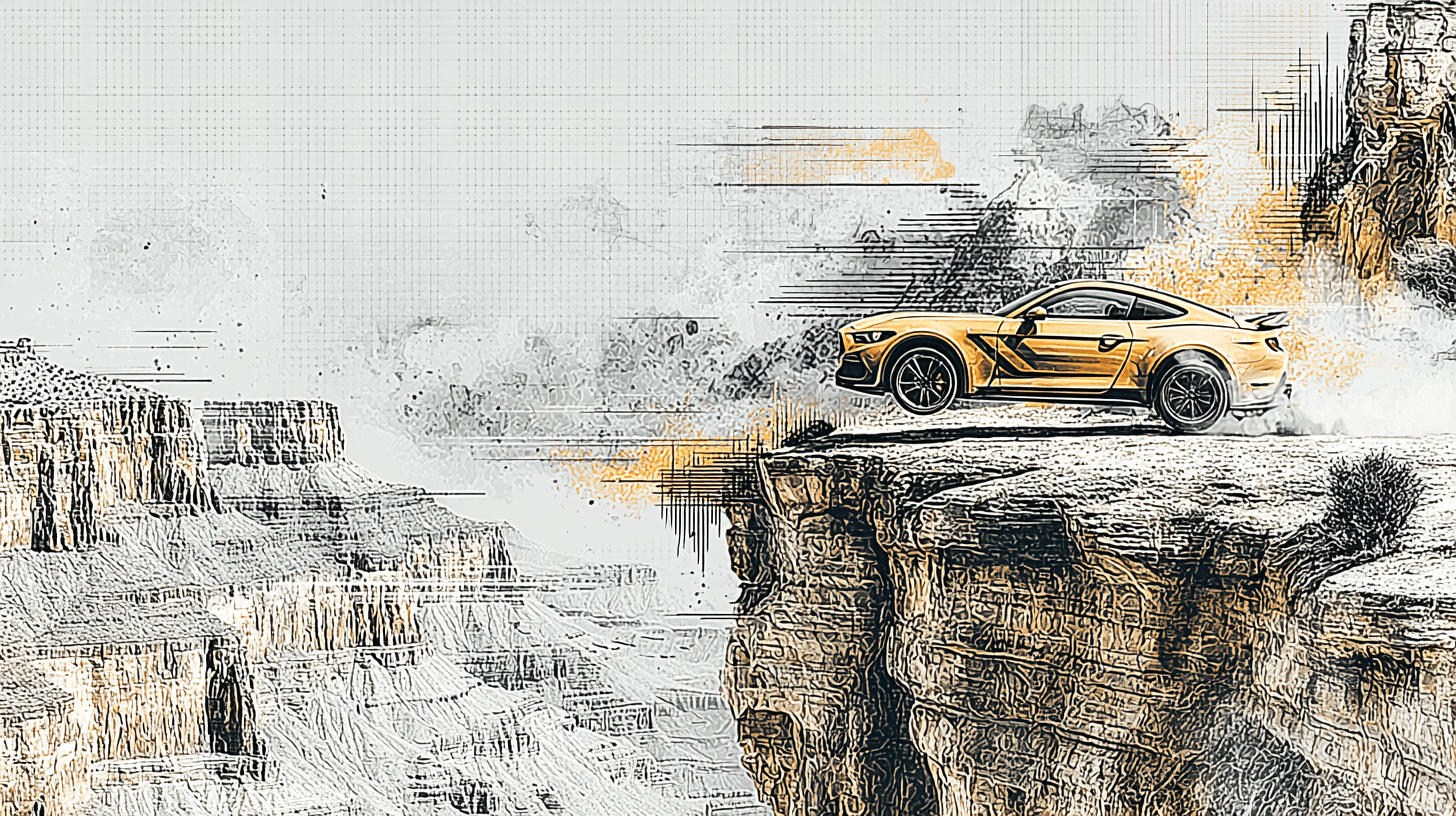 Car zooms across canyon!