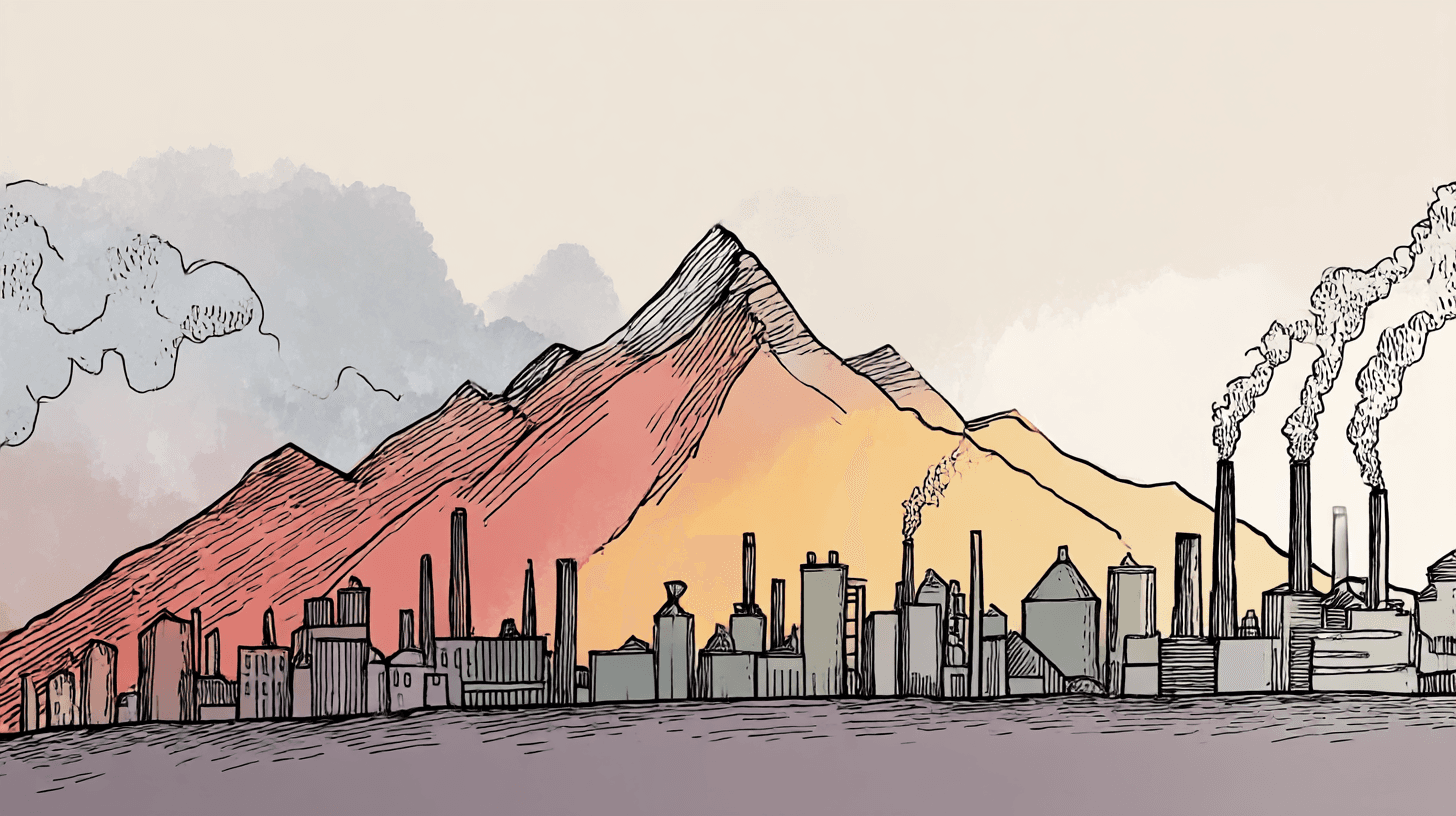 German mountain and factories below.
